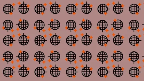 Abstract Global Network Grid with Orange Accents on a Muted Background. Stock Footage 325387560