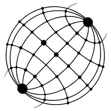 Abstract global network icon with highlighted nodes. grid sphere with conne.. イラスト素材