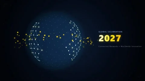 Abstract global network technology animation on dark background with connec.. Video stock 346243817