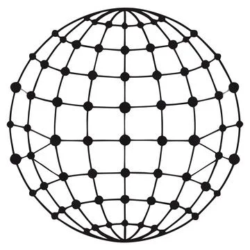 Abstract global network vector icon. grid sphere with connected dots symbol.. Stock Illustration