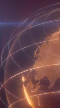 Abstract global network visualization with glowing Earth surface and orbita.. イラスト素材