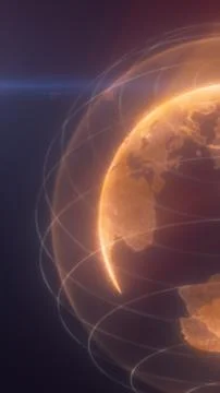 Abstract global network visualization with glowing Earth surface and orbita.. 스톡 일러스트