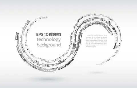 Abstract global sci fi concept. Hi-tech vector illustration with various tech Stock Illustration