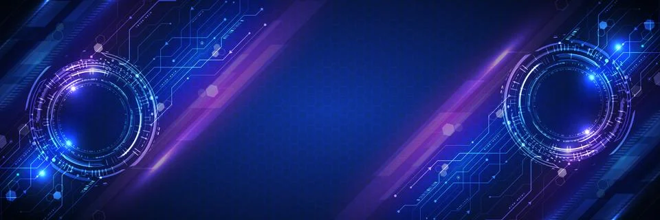 Abstract global sci fi concept. Wide Hi-tech vector illustration with various Stock Illustration