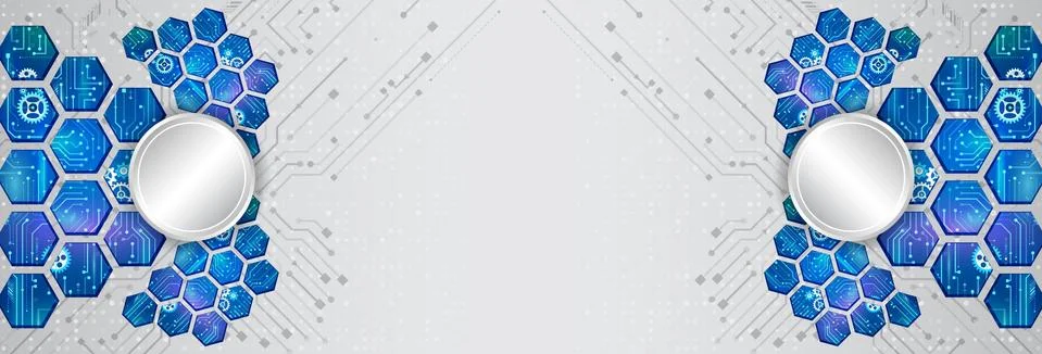 Abstract global sci fi concept. Wide Hi-tech vector illustration with various Illustrazione stock