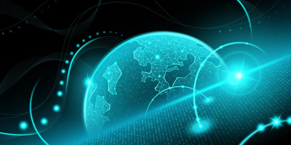 Abstract global tech background with network lines Stock Illustration