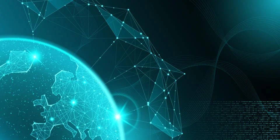 Abstract global tech background with network lines Stock Illustration