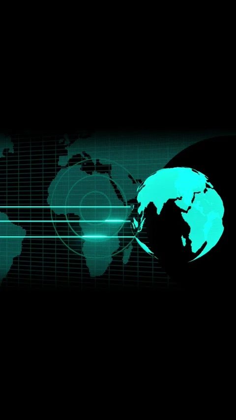 Abstract global technology background with glowing teal world map, grid lin.. Stock Footage 344733328