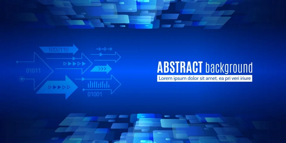 Abstract global technology concept. Digital internet communication on the blu Stock Illustration