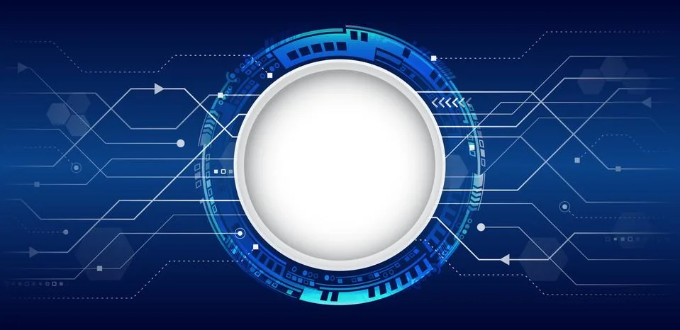 Abstract global technology concept. Digital internet communication on the blu Stock Illustration