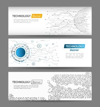 Abstract global technology web banner concept. Stock Illustration