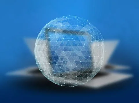 Abstract global telecommunications internet network of the world on blurred Stock Illustration