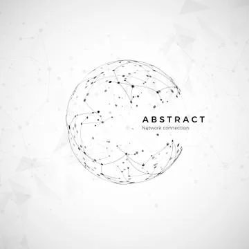 Abstract global web. Node and communication. Globe digital net modeling. Soci Stock Illustration