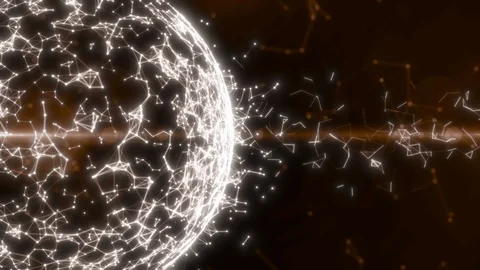 Abstract globe with atom and plexus construction. Digital tech satellite with Vídeo Stock 116466816