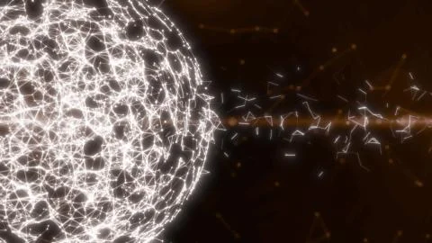Abstract globe with atom and plexus construction. Digital tech satellite with Stock Illustration