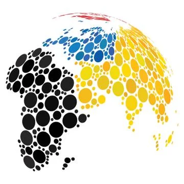 Abstract Globe With Colored Dotted Continents 스톡 일러스트