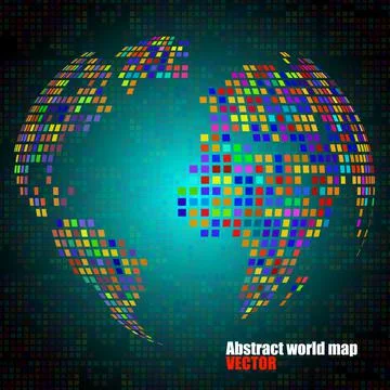 Abstract globe earth with colorful pixels. Vector Stock Illustration