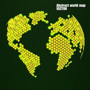 Abstract globe earth of hexagons. Vector illustration Stock Illustration
