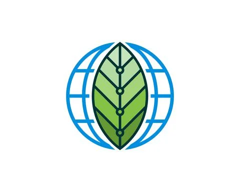 Abstract globe earth with leaf circuit technology Illustrazione stock