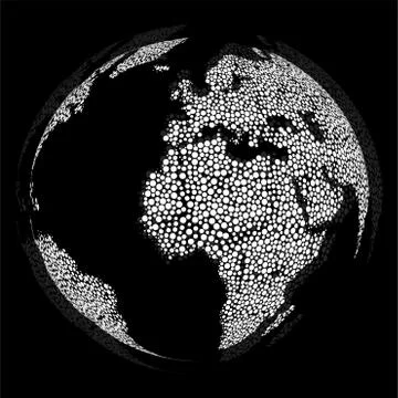 Abstract globe earth of round dots. Vector illustration. Eps 10 Stockillustratie
