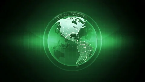 Abstract Globe Earth Sphere with Network Connection Global Hologram Green Hud Stock Footage 113919304