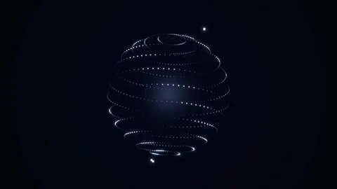 Abstract globe of glowing blue particles rotating in a continuous loop on b.. Stock Footage 345041180