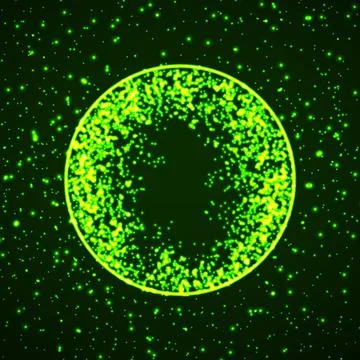 Abstract globe with glowing particles, technology planet Illustrazione stock