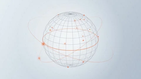 Abstract globe illustration with thin wireframe grid lines and glowing oran.. Stock Footage 346723663