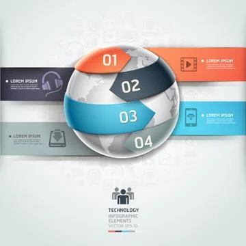 Abstract globe infographics network technology element template. Vector illus Stock Illustration