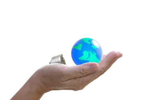 Abstract globe in the light bulb, protect our world, save the earth Stock Photos
