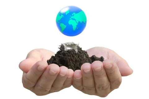 Abstract globe in the light bulb, protect our world, save the earth Stock Photos