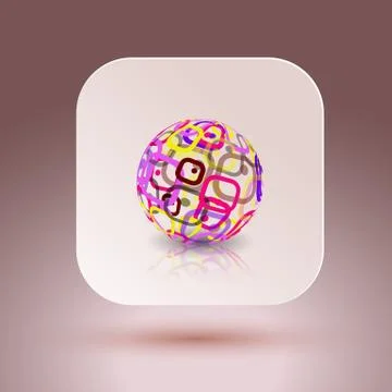 Abstract globe made from retro rectangles. Conceptual Technology Logo Stock Illustration