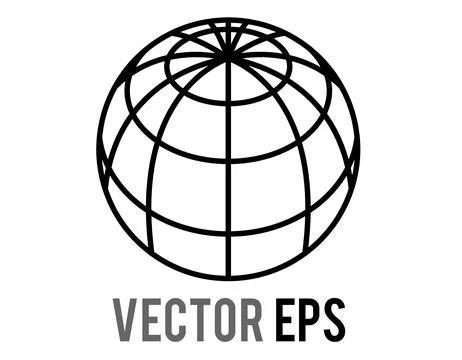 Abstract globe outline with grid lines and a small green marker Stock Illustration
