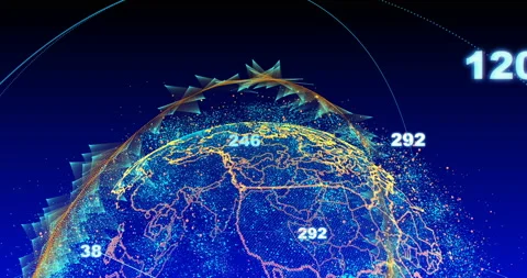 Abstract globe with particles and plexus structure. Digital technology planet Stock Footage 102492491