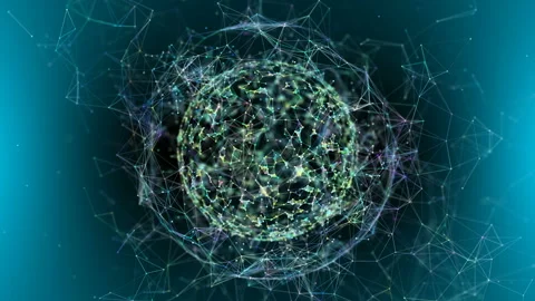 Abstract globe with particles and plexus structure. Network and exchange of data 库存影片 114802466
