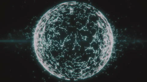 Abstract globe with particles and plexus structure. Digital technology planet Stock Footage 137548627
