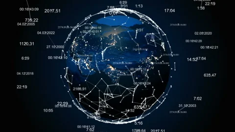 Abstract globe with plexus. Earth is shrouded in digital technologies Vídeos de archivo 87372441