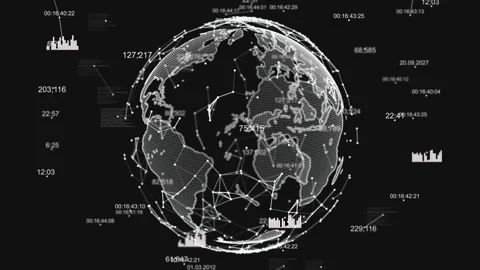 Abstract globe with plexus. Earth is shrouded in digital technologies Stock Footage 87447332