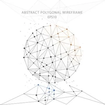 Abstract globe polygonal wire frame on white background. Stock Illustration