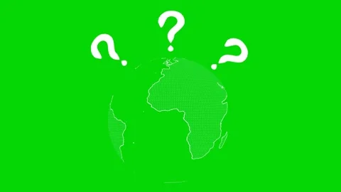 Abstract Globe with Question Marks on Bright Green Background Stock Footage 310824026