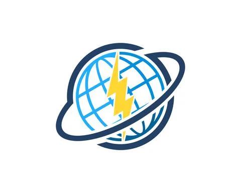 Abstract globe with ring and electrical lightning Stock Illustration