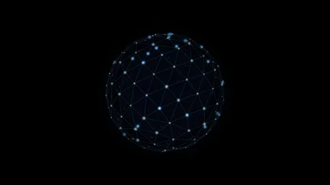 Abstract globe rotating with interconnected nodes and glowing light points .. Stock Footage 345360741