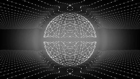 Abstract globe in shiny geometrical pattern protected by an invisible layer that Stock Footage 123505249