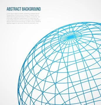Abstract globe sphere from blue lines on white background Stock Illustration
