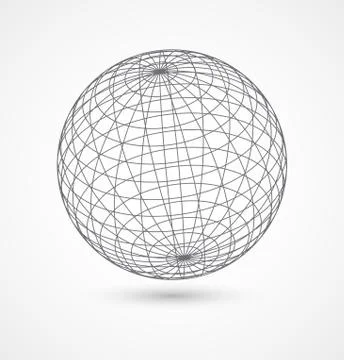 Abstract globe sphere from gray lines on white background Stock Illustration