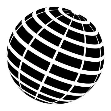 Abstract Globe Sphere Grid Lines Black White Minimal Global Design Stock Illustration