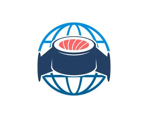 Abstract globe with sushi rocket inside Illustrazione stock