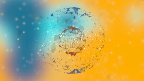Abstract globe in triangular network connections rotating on colorful background Stock Footage 124319866
