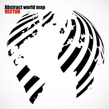 Abstract globe World map with black and white lines. World stripes map Stock Illustration