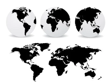 Abstract globes with abstract world map Stock Illustration